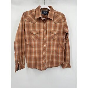 Roughstock Womens Western Plaid Shirt Size L Pearl‎ Snap Cowgirl Rodeo Country